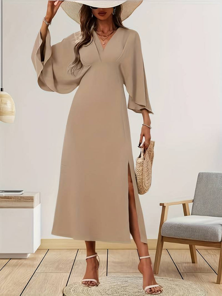 Levoire | Robe À Ligne A Avec Des Manches À Volants Abricot
