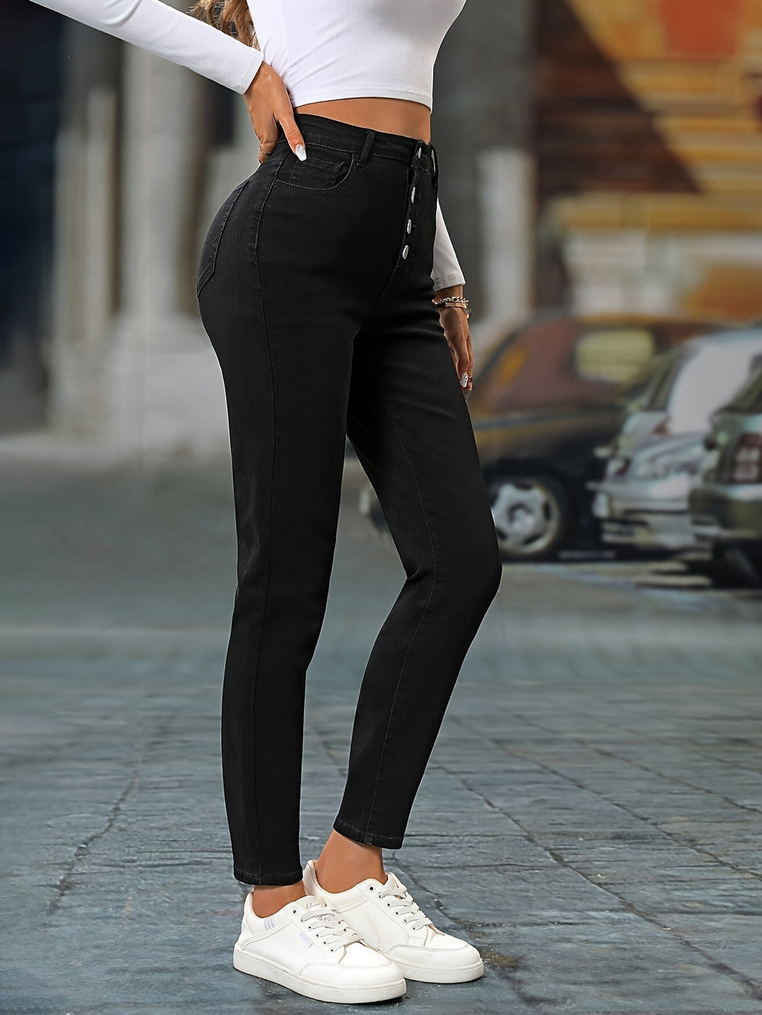 Levoire | Slim Fit Taille Haute Jeans Stretch