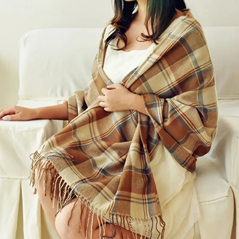 Levoire | Écharpe Avec Sensation Cachemire Et Motif Losange Beige