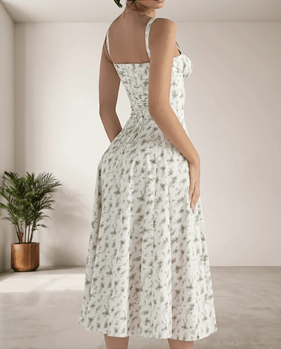 Levoire | Robe Midi Femme avec Fines Bretelles en Spaghetti & Cordon de Serrage Confortable & Tendance