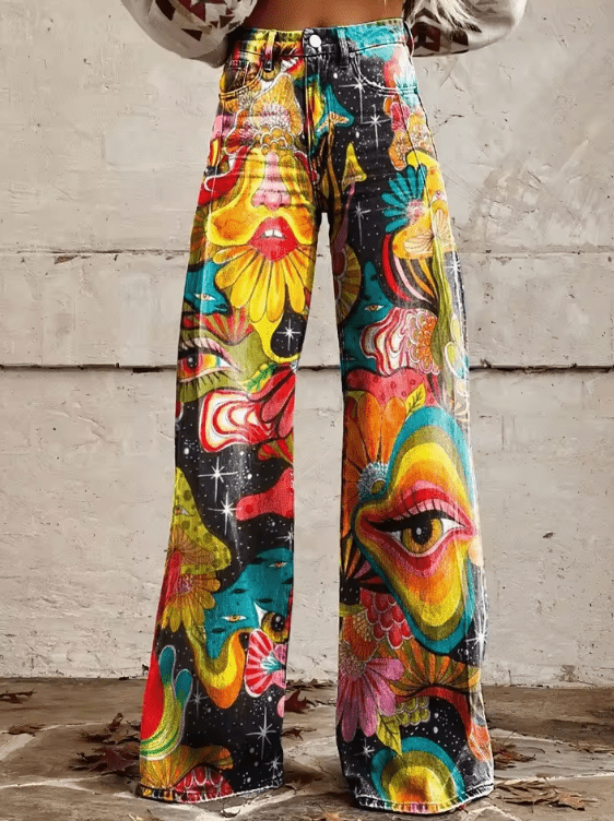 Levoire | Pantalon De Vinyle Boho Décontracté Style Vintage