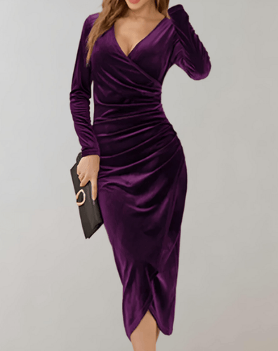 Levoire | Robe Bodycon Velours Femme Manches Longues Décolleté V