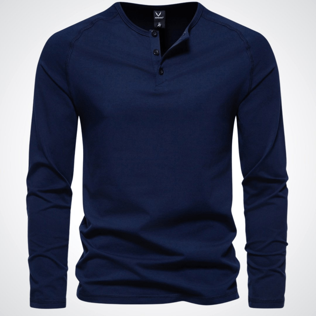 Levoire | Chemise Henley pour hommes élégante Confort Et Classe Bleu marine