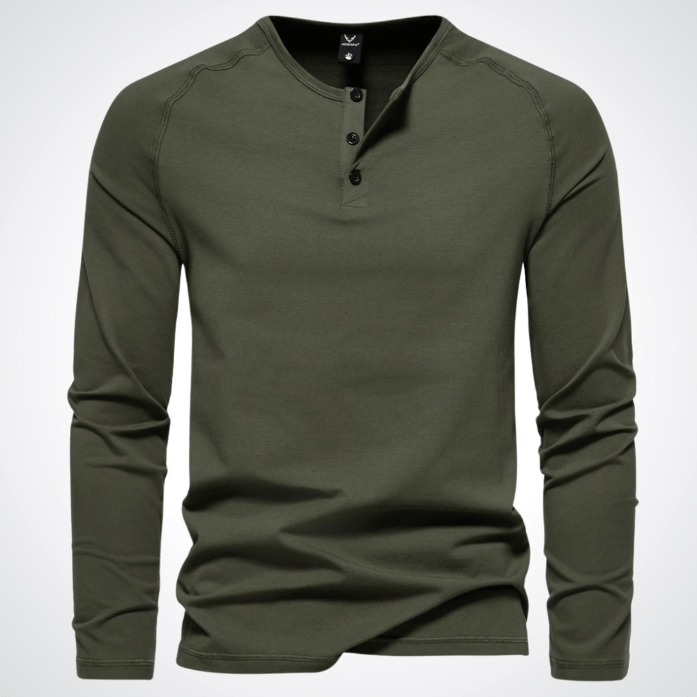 Levoire | Chemise Henley pour hommes élégante Confort Et Classe vert olive