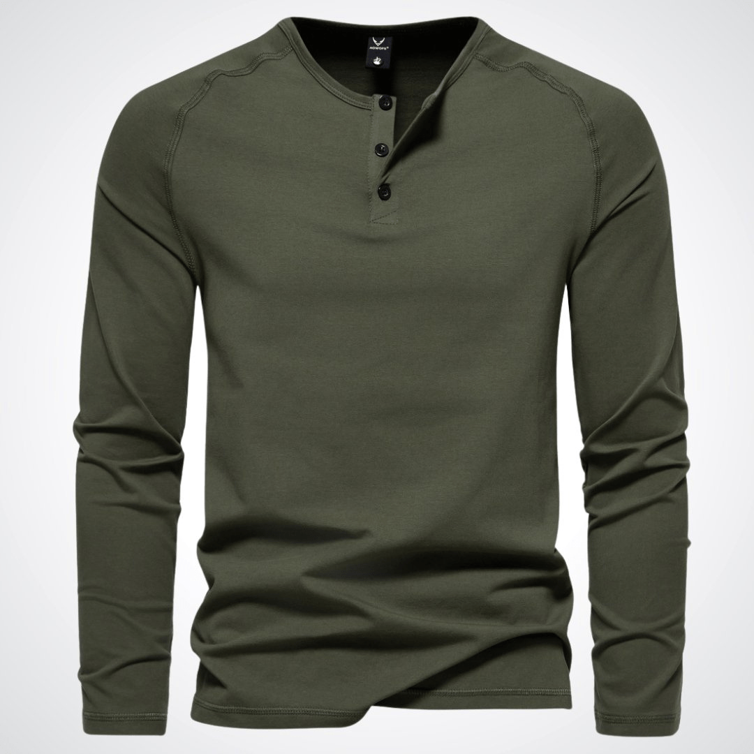 Levoire | Chemise Henley pour hommes élégante Confort Et Classe vert olive