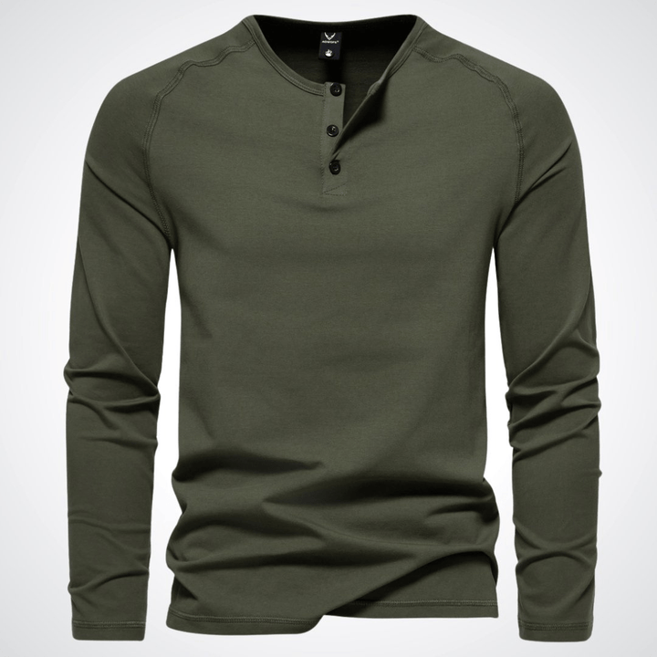 Levoire | Chemise Henley pour hommes élégante Confort Et Classe vert olive