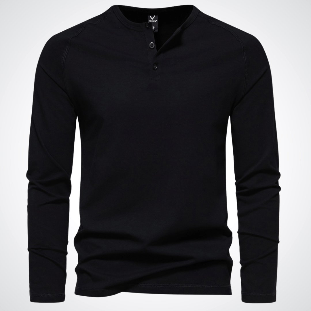 Levoire | Chemise Henley pour hommes élégante Confort Et Classe Noir