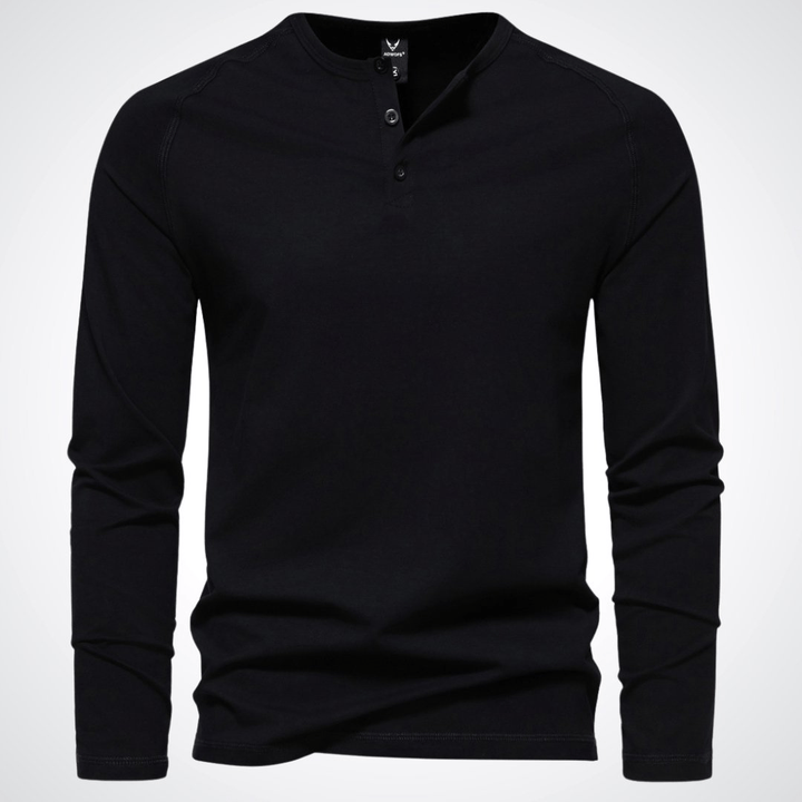 Levoire | Chemise Henley pour hommes élégante Confort Et Classe Noir