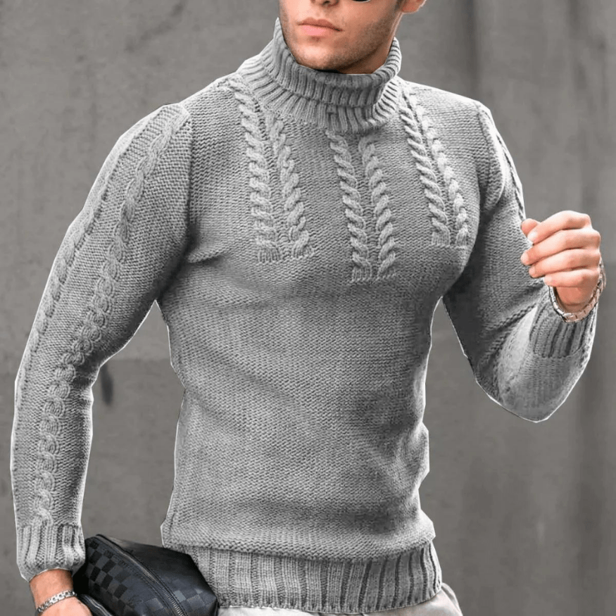Levoire | Pull Chaud Col Roulé Homme Gris clair