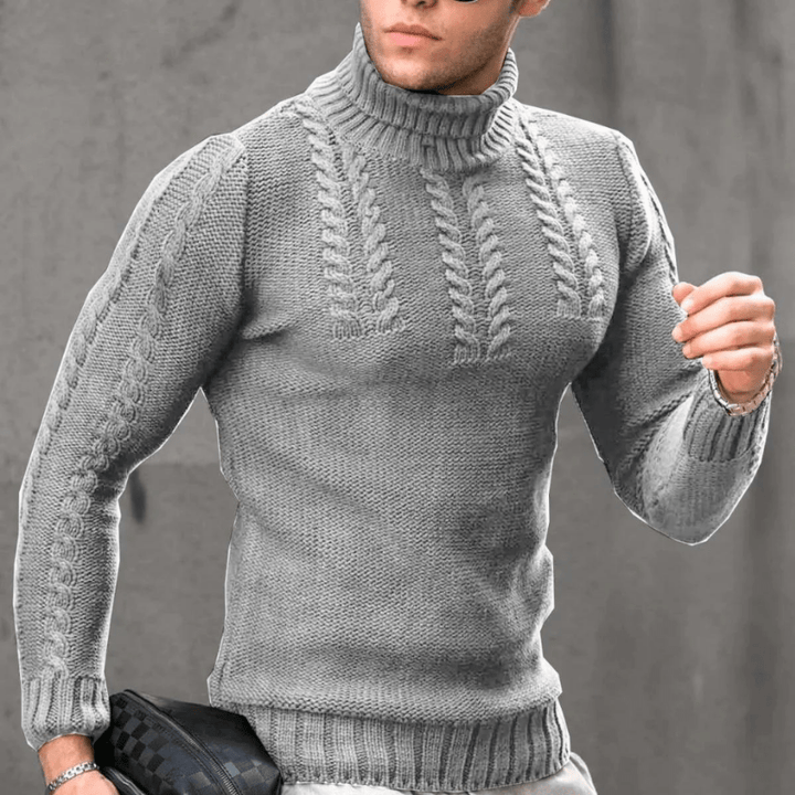 Levoire | Pull Chaud Col Roulé Homme Gris clair