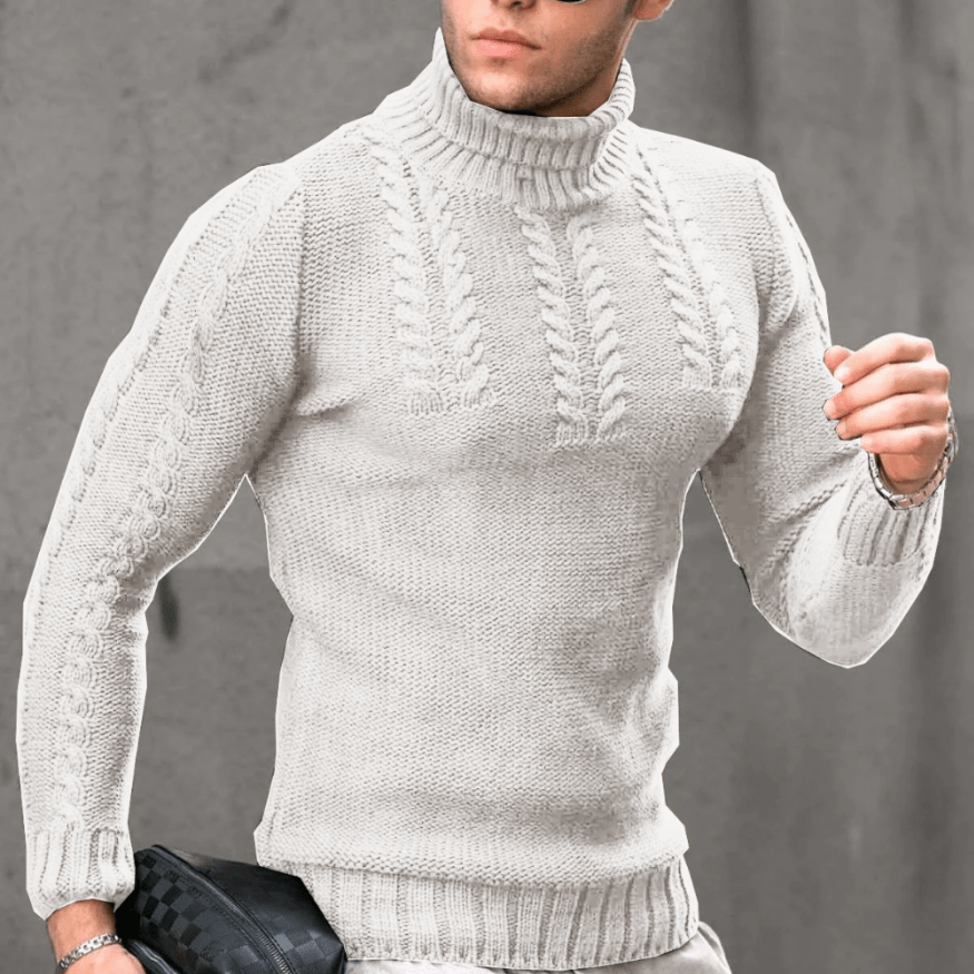 Levoire | Pull Chaud Col Roulé Homme Blanc