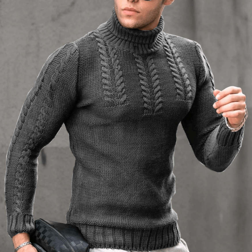 Levoire | Pull Chaud Col Roulé Homme Gris foncé