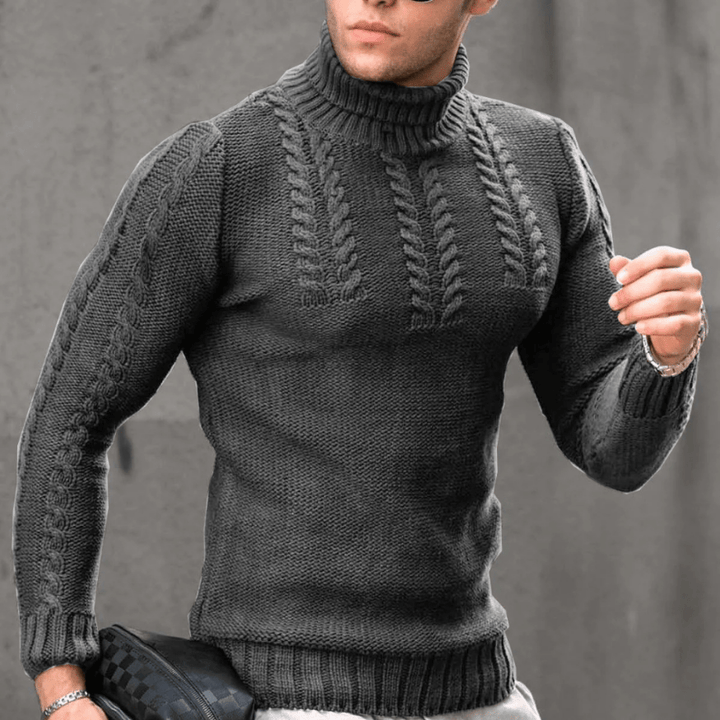 Levoire | Pull Chaud Col Roulé Homme Gris foncé
