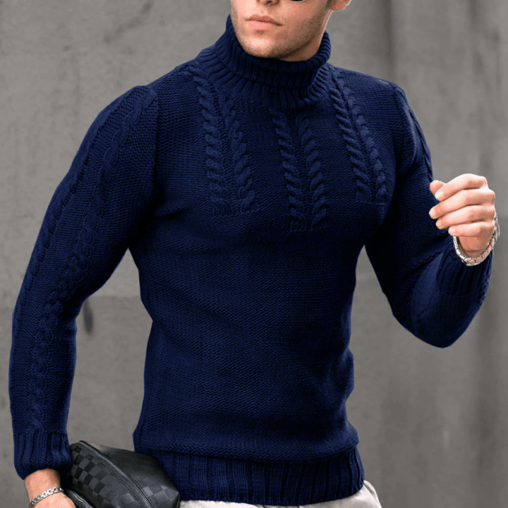 Levoire | Pull Chaud Col Roulé Homme Bleu marine