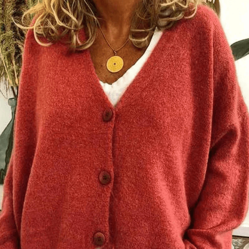 Levoire | Pull à col V confortable pour femmes, cardigan, gilet en tricot, tissu doux Mandarines Orange
