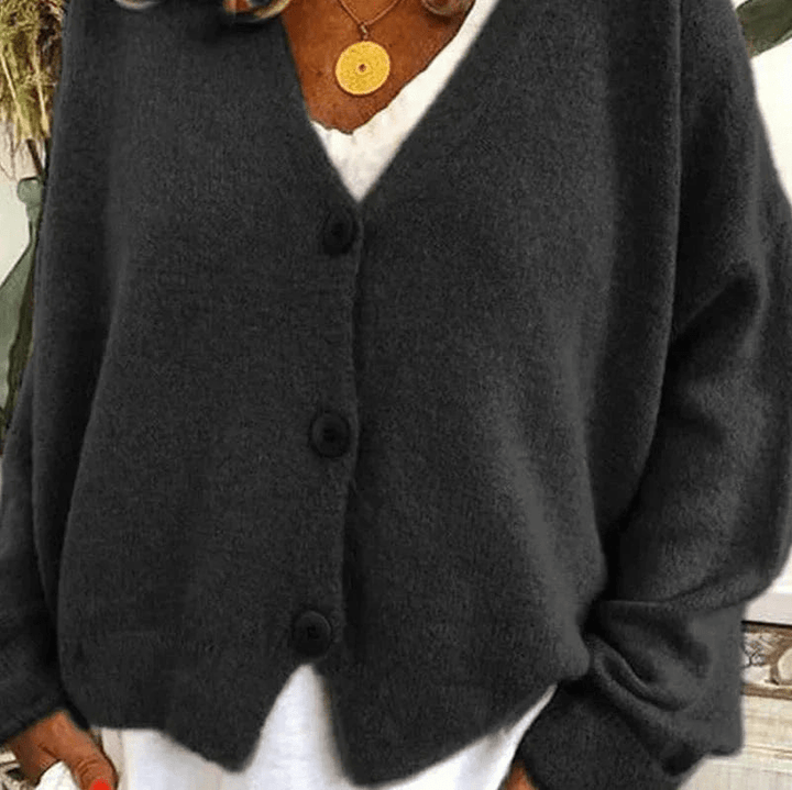 Levoire | Pull à col V confortable pour femmes, cardigan, gilet en tricot, tissu doux Noir