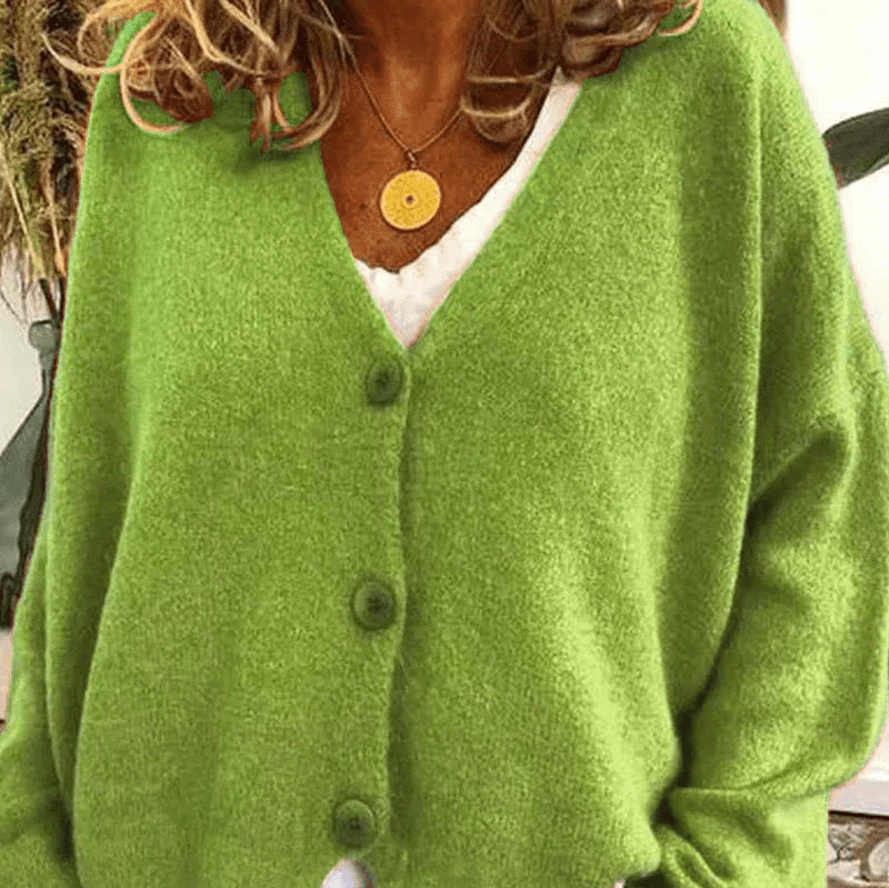 Levoire | Pull à col V confortable pour femmes, cardigan, gilet en tricot, tissu doux Vert clair