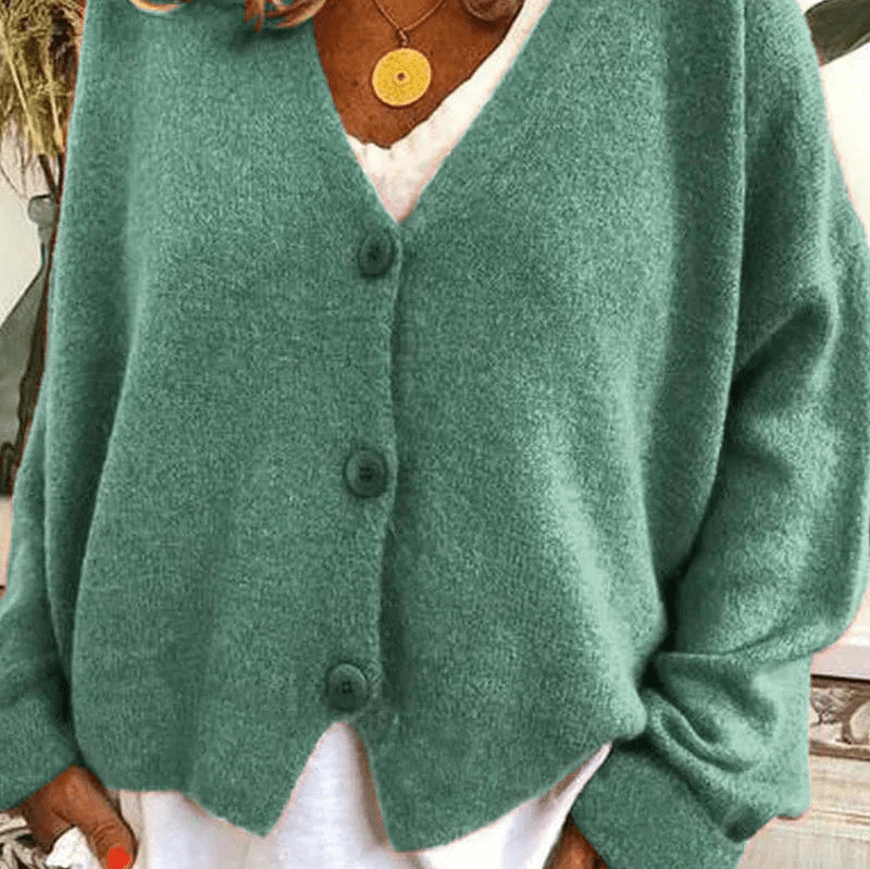 Levoire | Pull à col V confortable pour femmes, cardigan, gilet en tricot, tissu doux Vert
