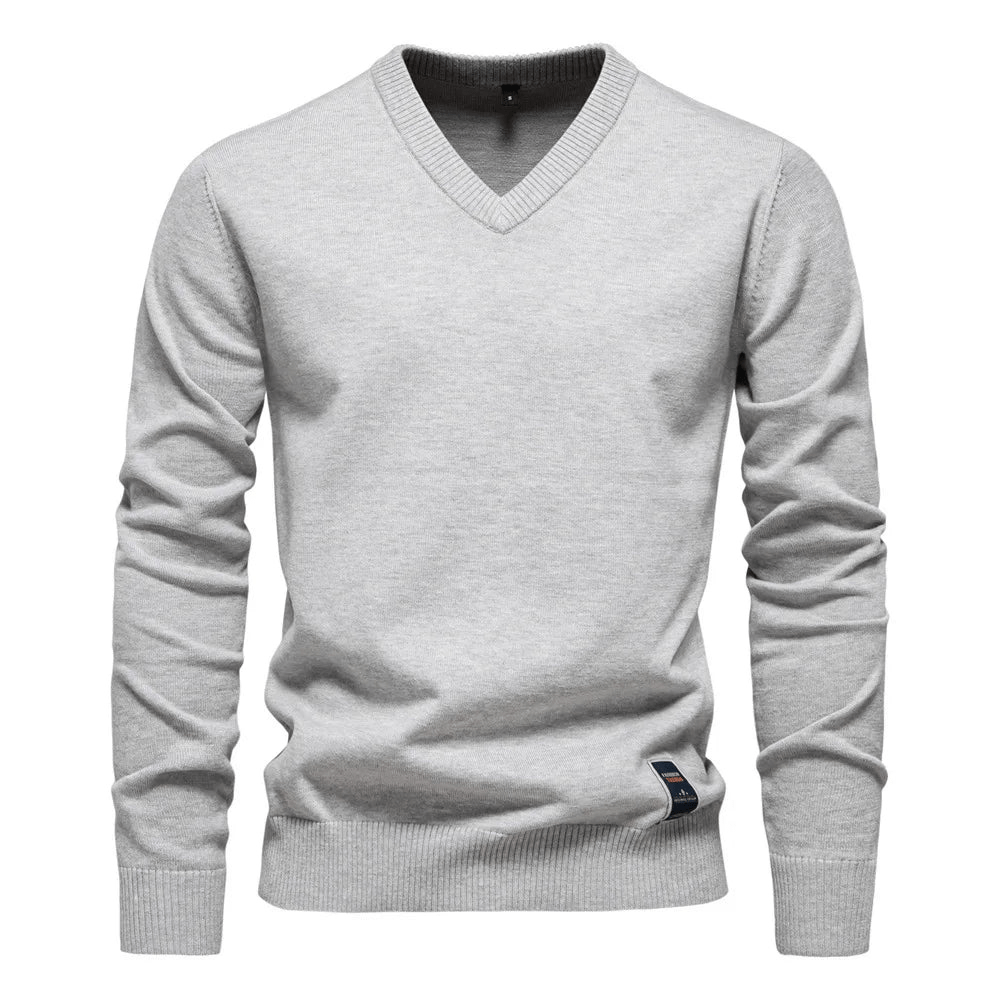 Levoire | Pulls à col en V pour hommes élégants et confortables Matériaux de haute qualité Gris clair