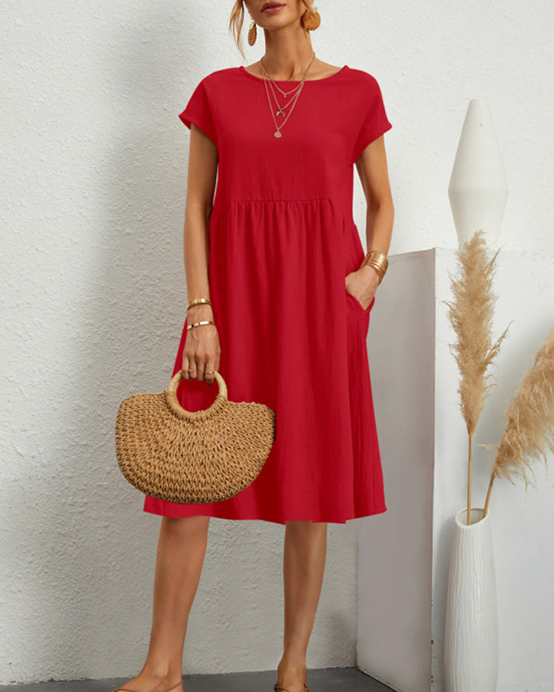 Levoire | Robe Midi À Col Rond Pour Tous Les Jours Rot