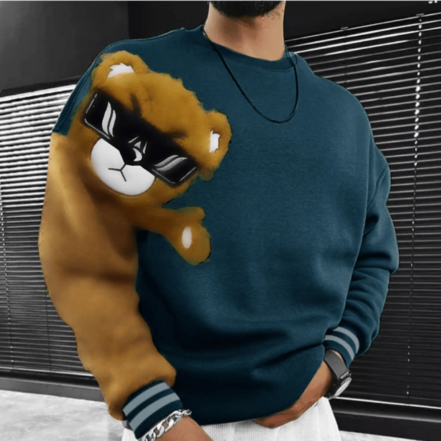 Levoire | Pull Ours Imprimé Homme Bleu
