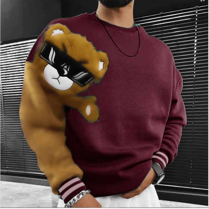 Levoire | Pull Ours Imprimé Homme Bourgogne