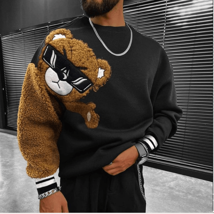 Levoire | Pull Ours Imprimé Homme Noir