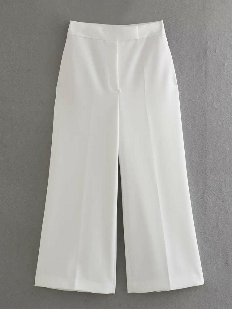 Levoire | Femmes Ensemble De Gilet 2 Pièces Et Pantalon Larges pantalon-blanc