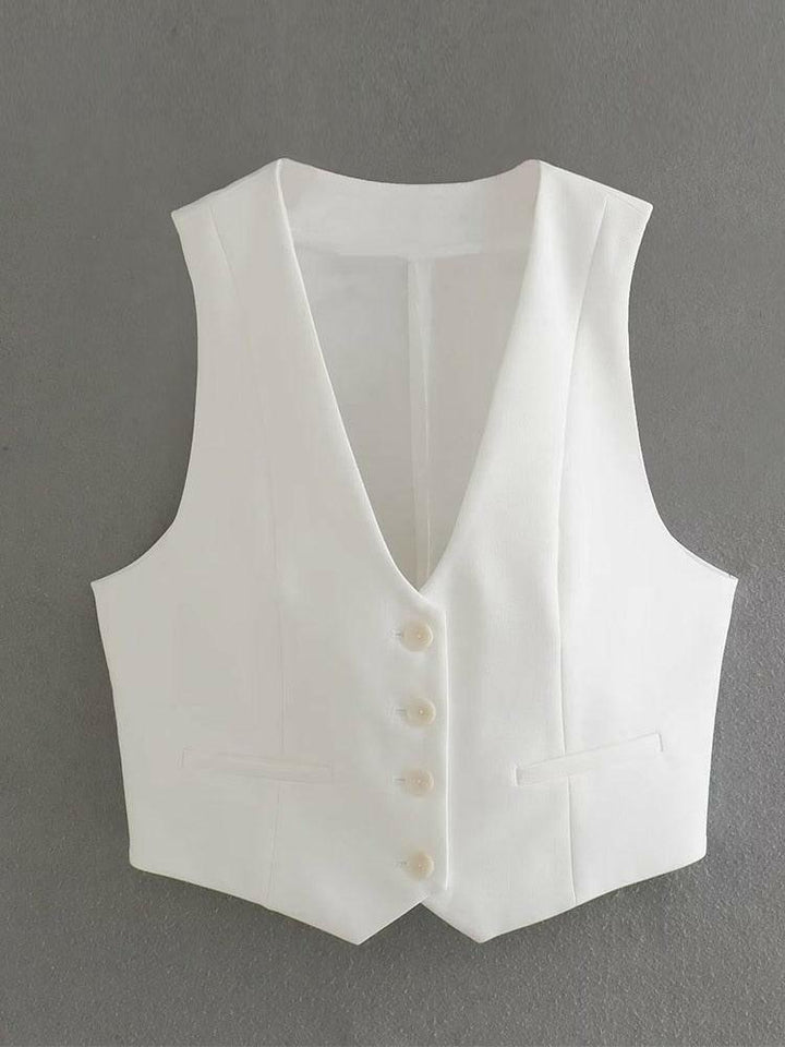 Levoire | Femmes Ensemble De Gilet 2 Pièces Et Pantalon Larges gilet-blanc