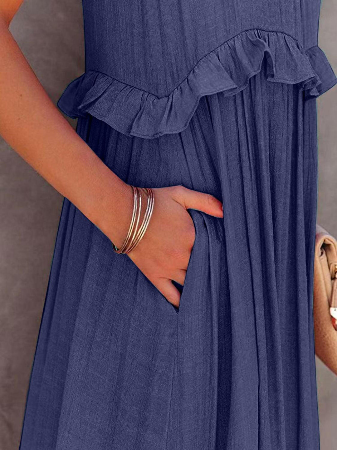 Levoire | Robe Maxi Froncée À Volants Sans Bretelles Avec Poches