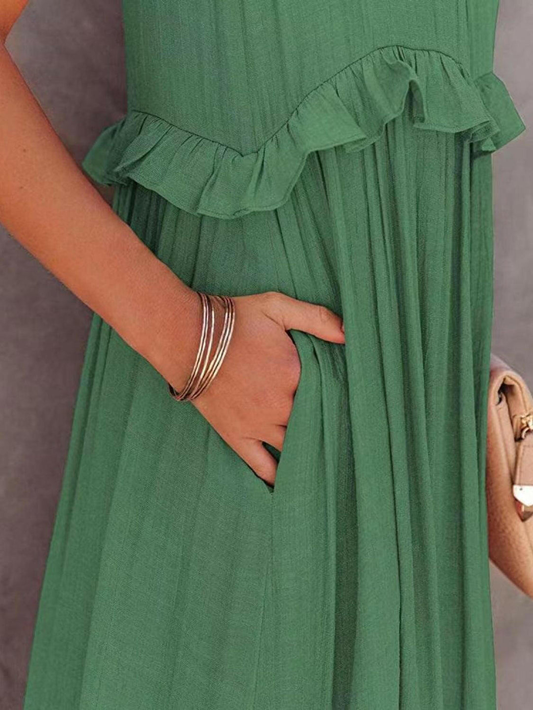 Levoire | Robe Maxi Froncée À Volants Sans Bretelles Avec Poches