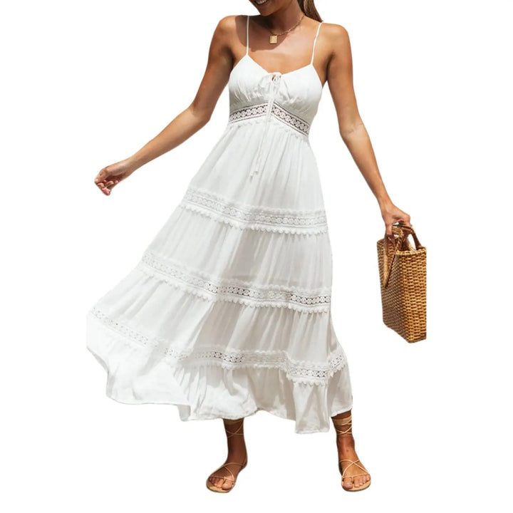 Levoire | Robe Maxi Boho Chic En Coton Pour Femme VL - BLANC