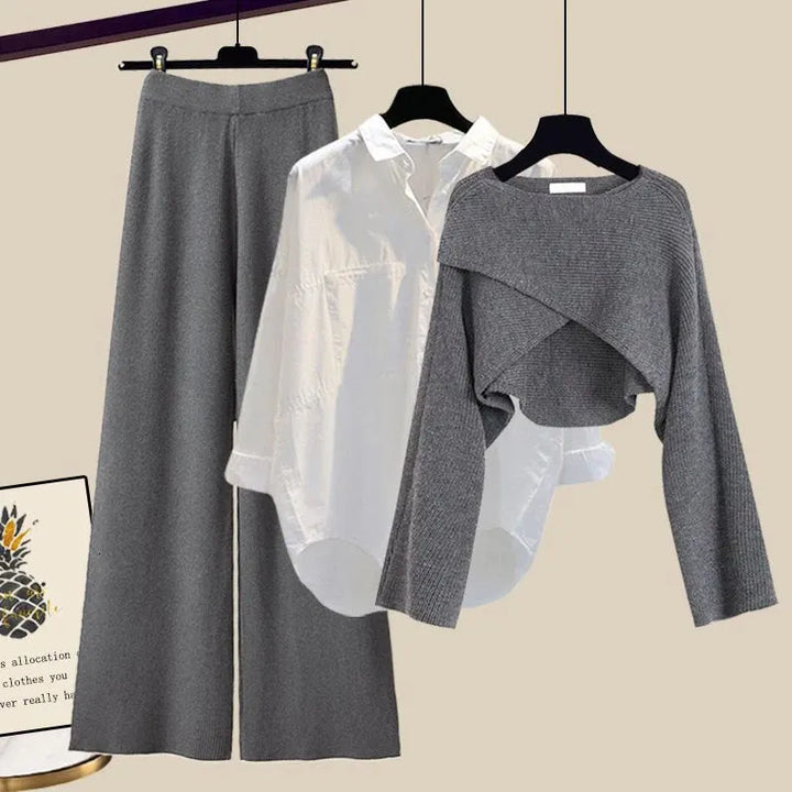 Levoire | Ensemble À Manches Longues Trois Pièces Confortable Gris