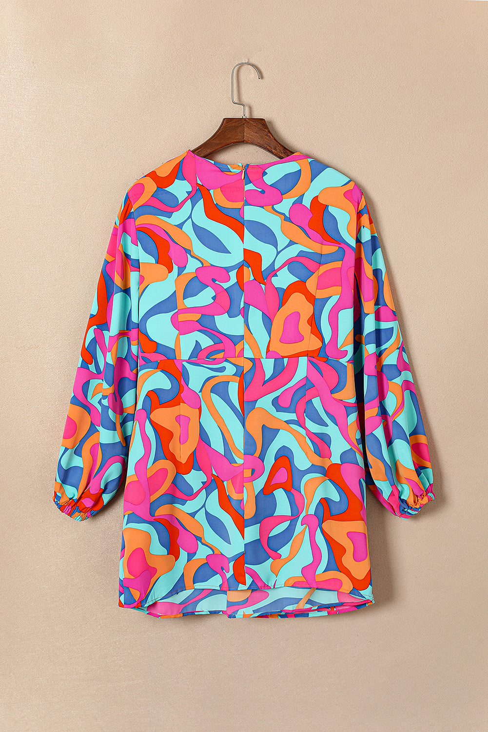 Levoire | Robe Wrap À Manches Longues Et Imprimé Abstrait Vivant Pour Femmes