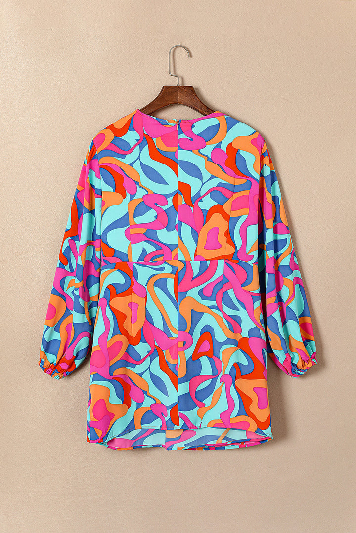 Levoire | Robe Wrap À Manches Longues Et Imprimé Abstrait Vivant Pour Femmes