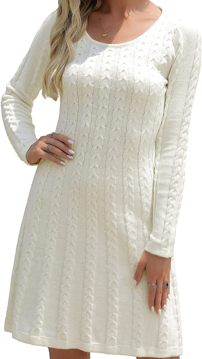 Levoire | Robe Tricot Confortable À Coupe Slim Avec Manches Longues Beige