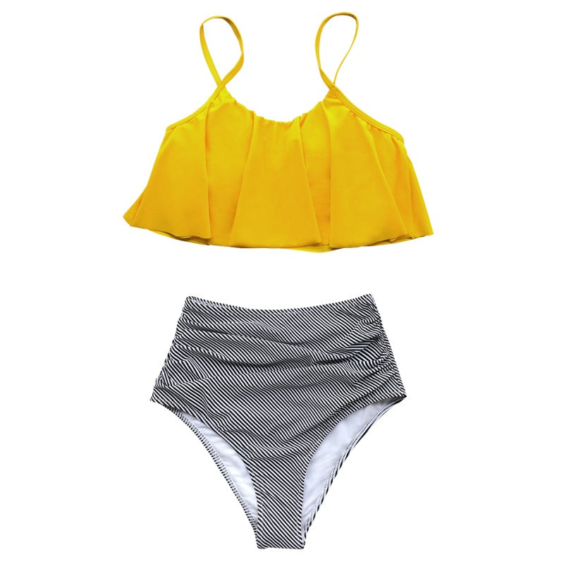 Levoire | Robe Plage Élégante Volants Jaune