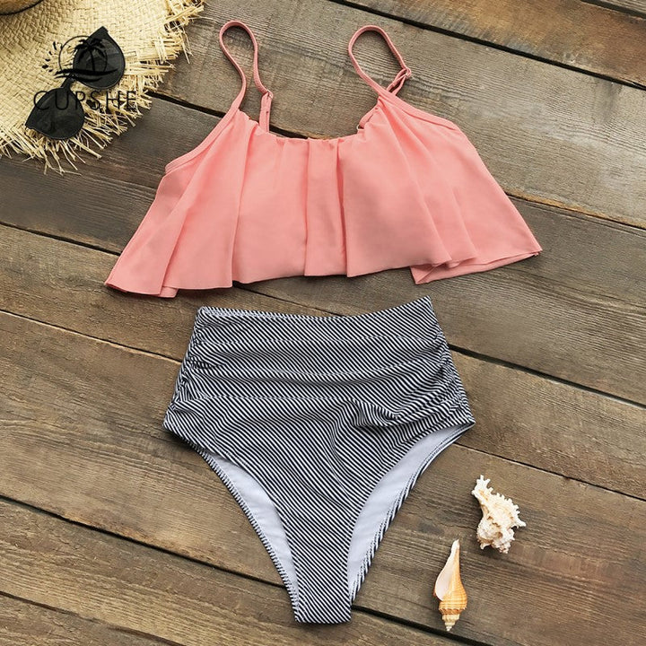 Levoire | Robe Plage Élégante Volants Rose