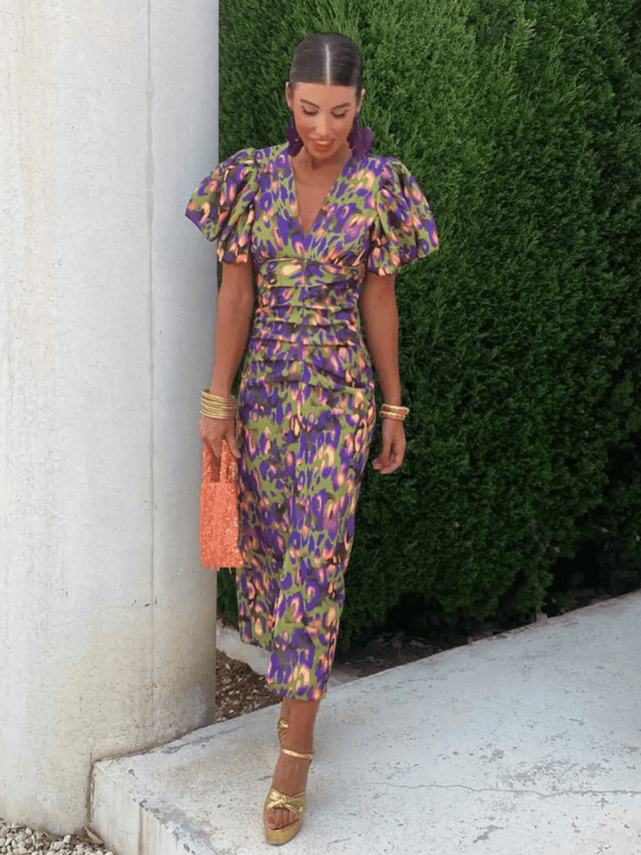 Levoire | Robe colorée avec manches bouffantes femme robe midi Plusieurs couleurs