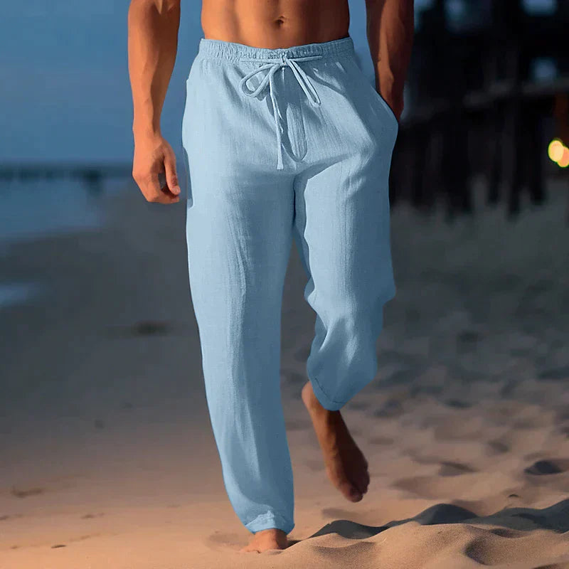Levoire | Pantalons D'Été En Lin De Différentes Couleurs Bleu