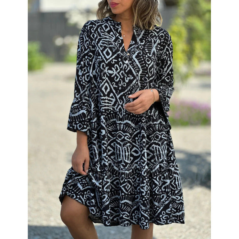 Levoire | Robe Décontractée À Imprimé Col En V