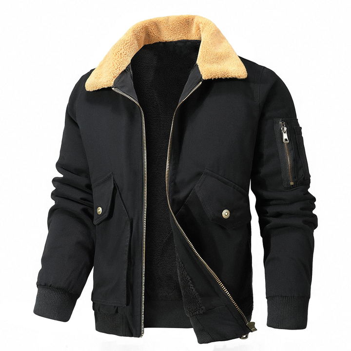 Levoire | Veste avec Doublure en Polaire et Col Sherpa pour l'Hiver Noir