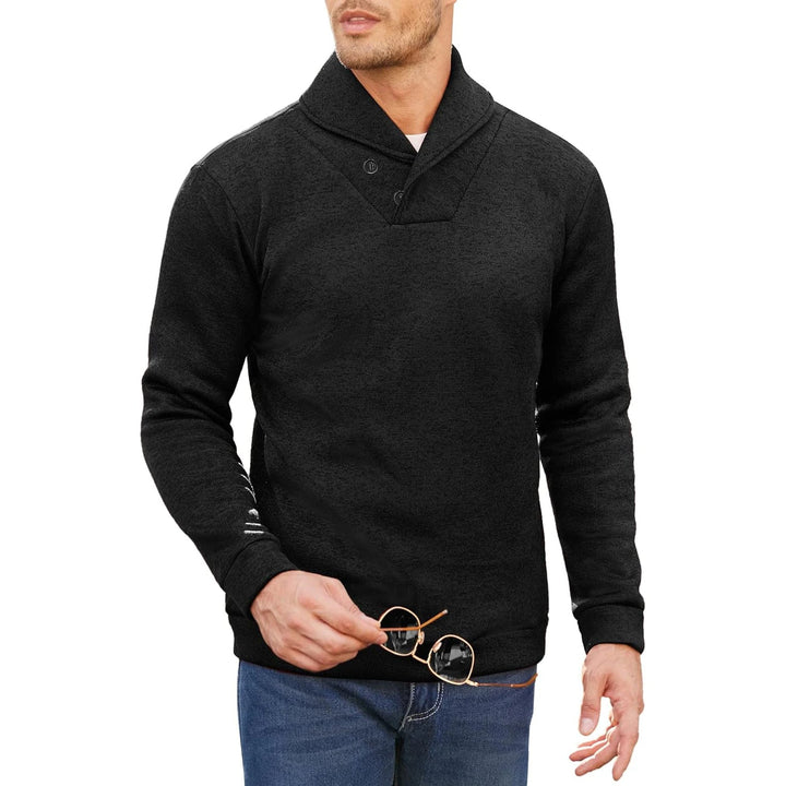 Levoire | Pull En Tricot Mi-Hauteur Avec Boutons Pour Hommes Noir