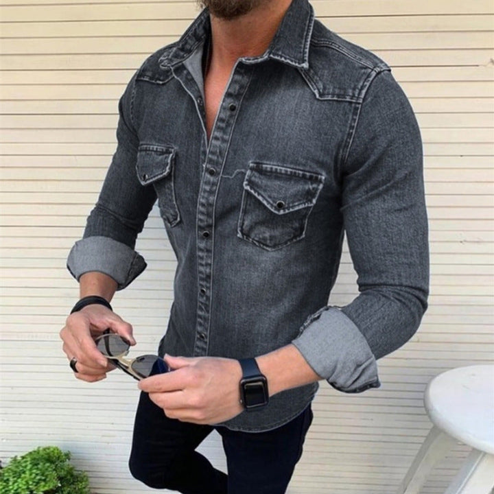 Levoire | Chemise En Denim Slim Fit Pour Hommes Noir