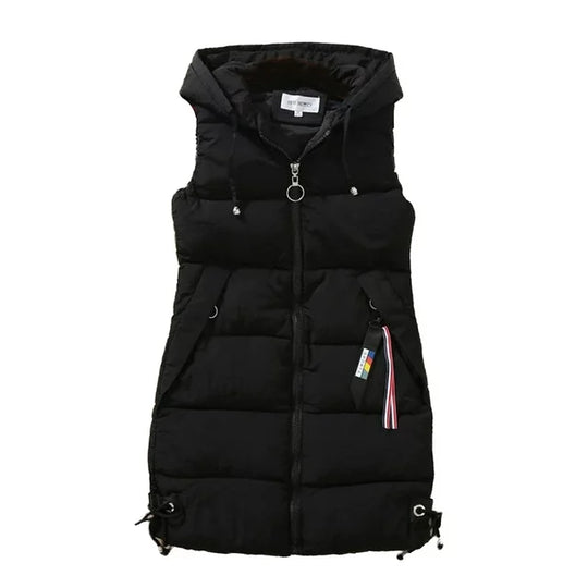 Levoire | Sweat à capuche sans manches chaud avec poches zippées Noir