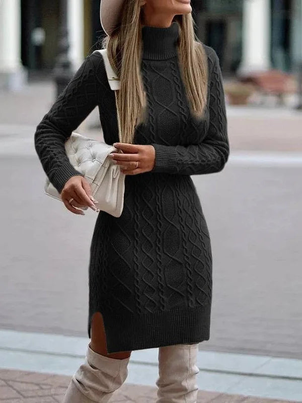 Levoire | Midi Robe Avec Col Roul Noir