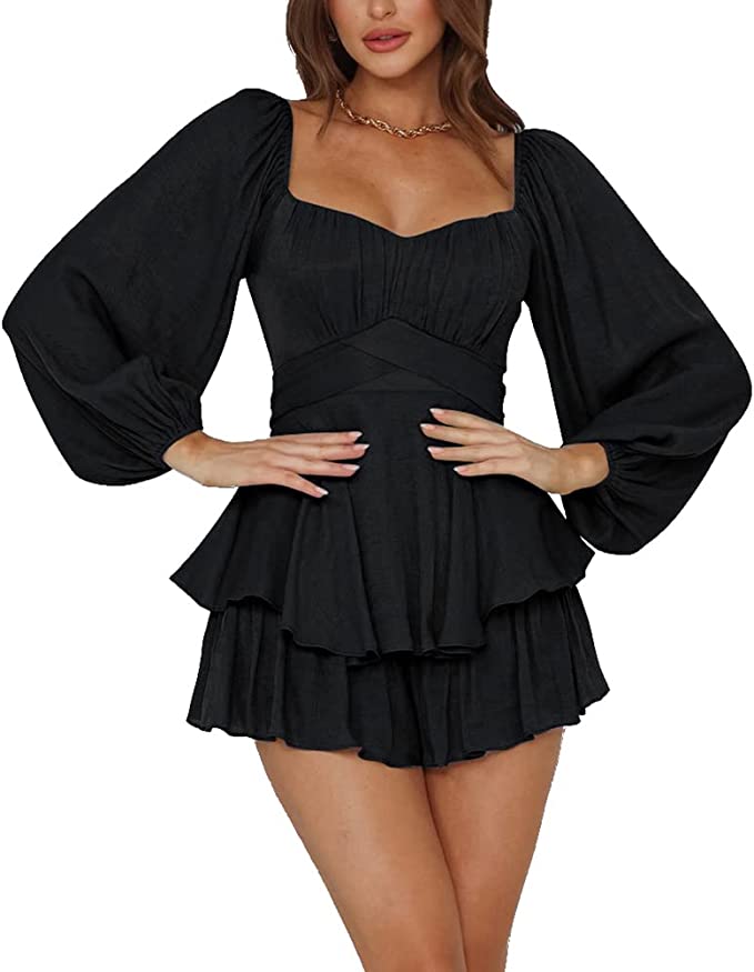 Levoire | Robe courte romantique pour femmes Noir