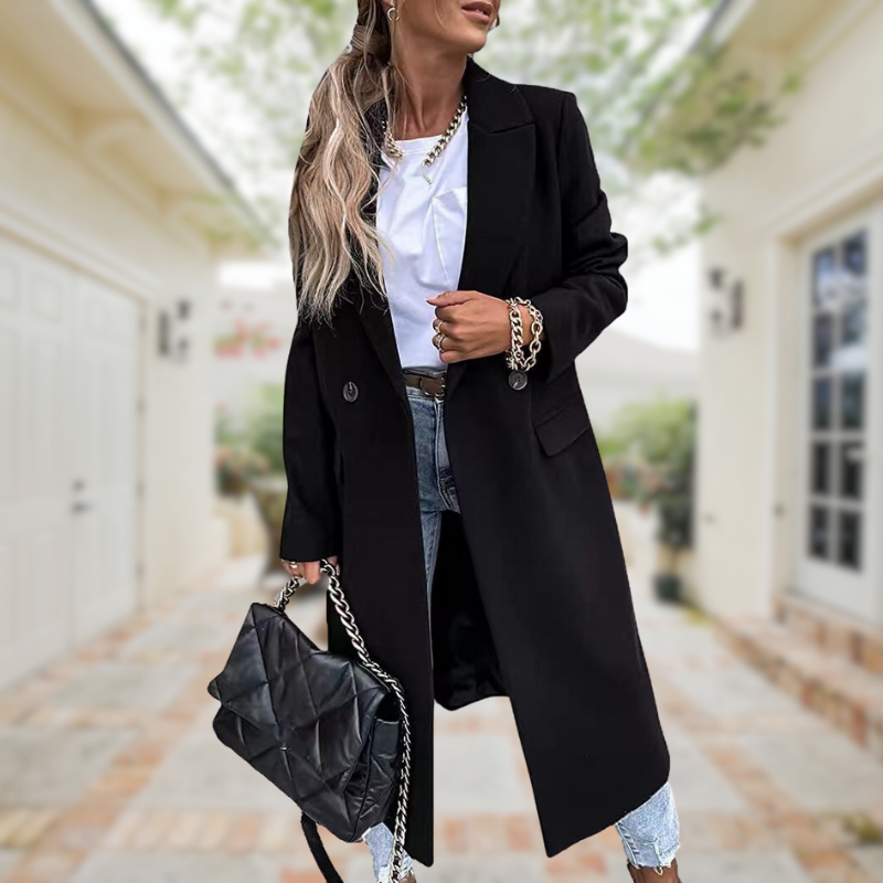 Levoire | Élégant Et Chic Manteau Long Noir
