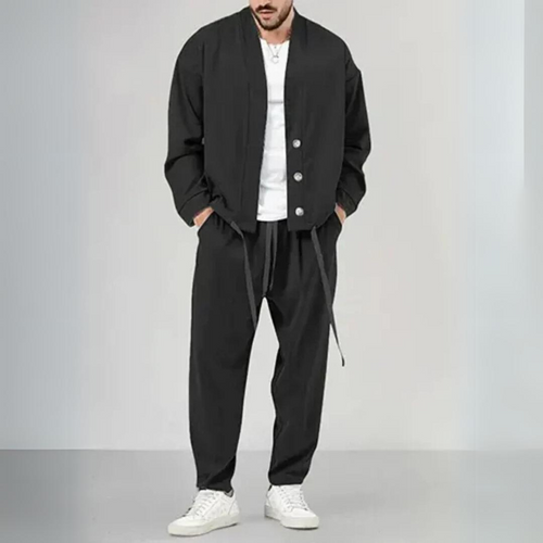 Levoire | Veste En Tricot À Boutons Et Pantalon À Cordons Pour Hommes