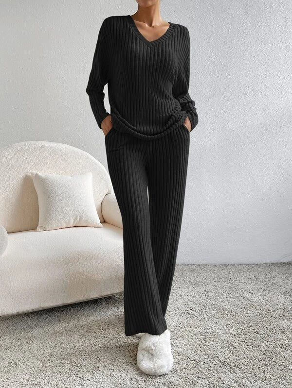 Levoire | Pull V-neck manches longues pantalons longs Noir